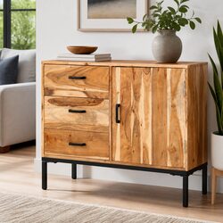 Sideboard Cabinet 88x30x73cm - Solid Acacia Wood