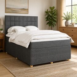Queen Bed with Pocket Spring Mattress and Height-Adjustable Headboard