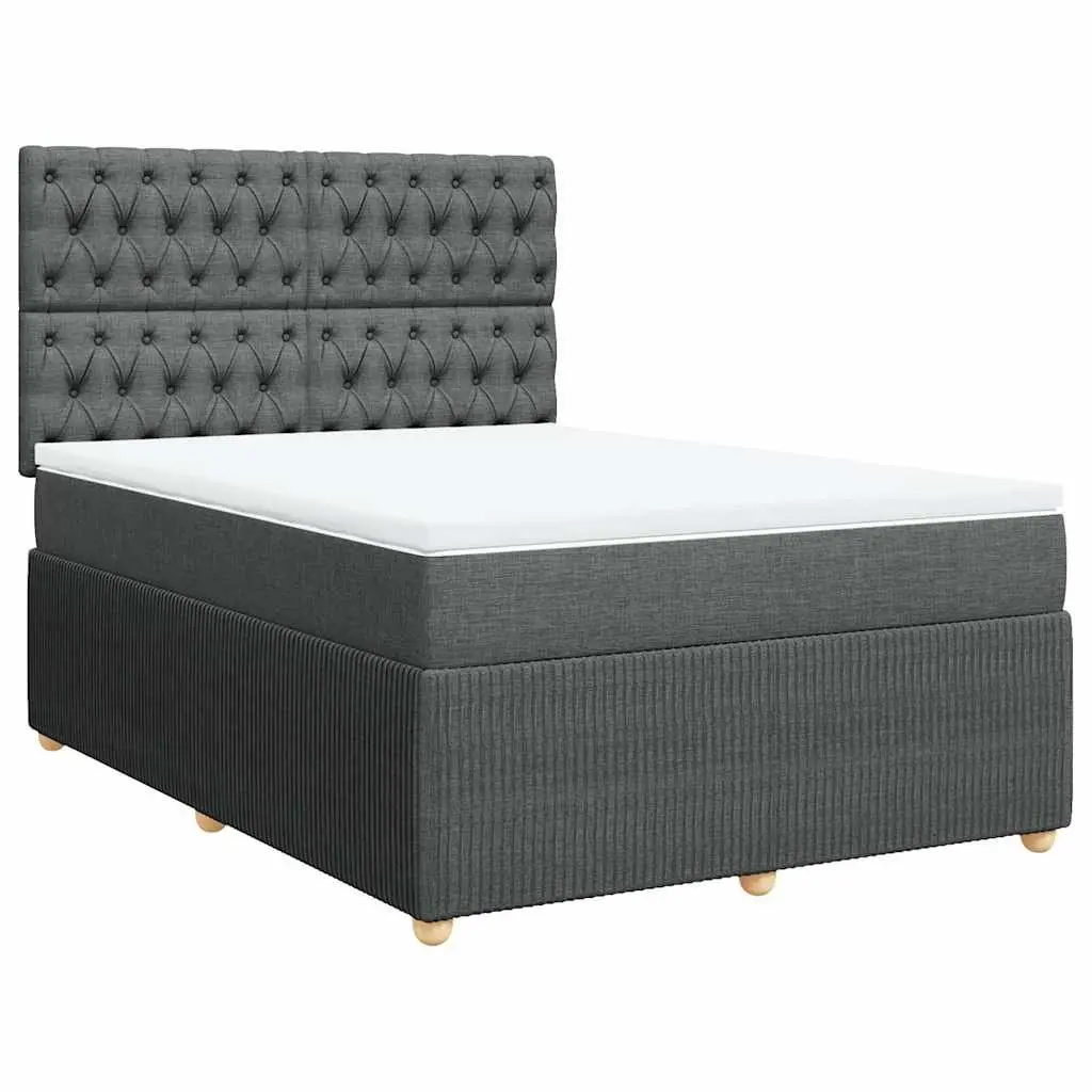 Queen Bed with Pocket Spring Mattress Height-Adjustable Headboard Grey