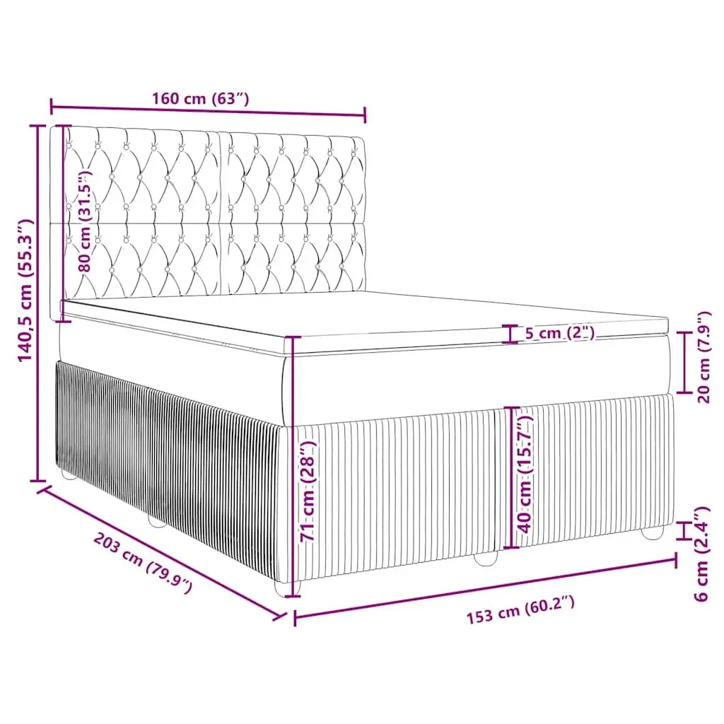 Queen Bed with Pocket Spring Mattress Height-Adjustable Headboard Grey