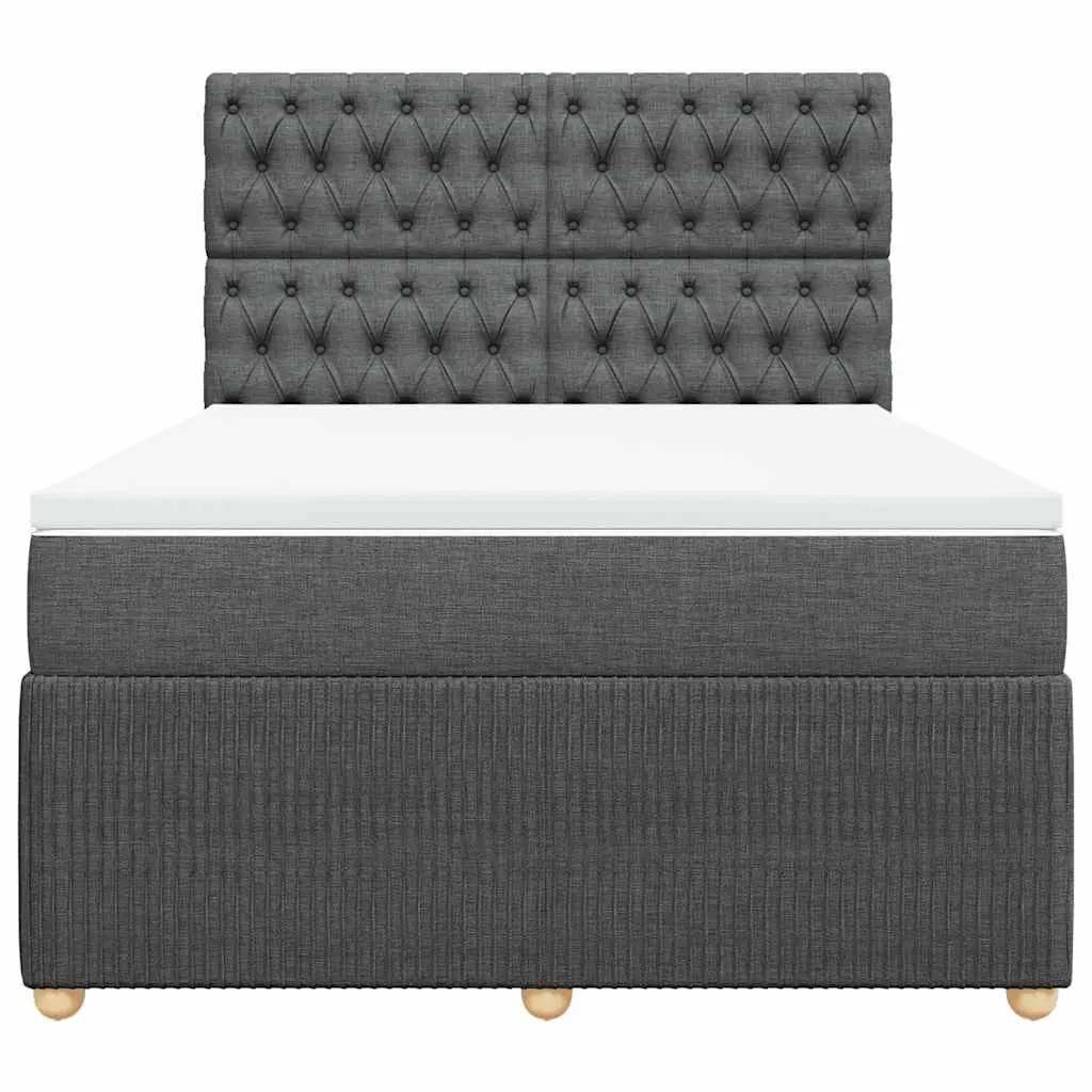 Queen Bed with Pocket Spring Mattress Height-Adjustable Headboard Grey