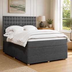 Queen Bed with Pocket Spring Mattress and Adjustable Headboard