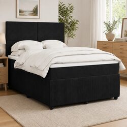 Double Box Spring Bed with Adjustable Headboard and Pocket Spring Mattress