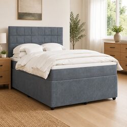 Box Spring Bed with Pocket Spring Mattress in Dark Grey