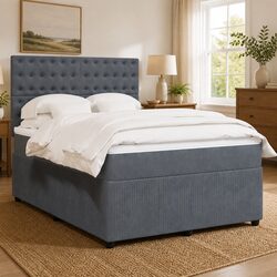 Box Spring Bed with Adjustable Headboard and Pocket Sprung Mattress