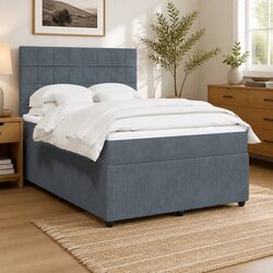 Queen Box Spring Bed with Pocket Sprung Mattress in Grey