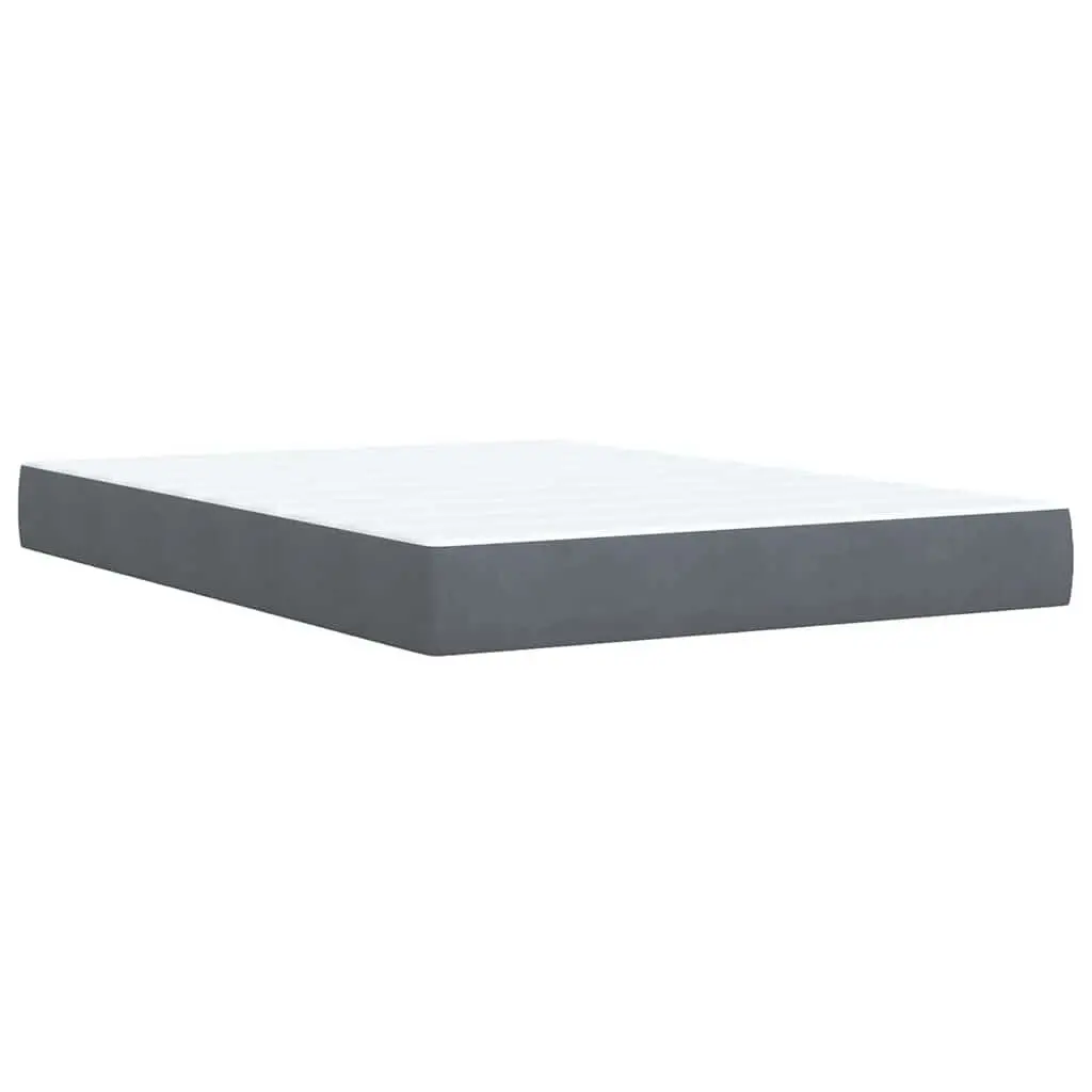 Queen Box Spring Bed with Adjustable Headboard Pocket Sprung Mattress Grey Velvet