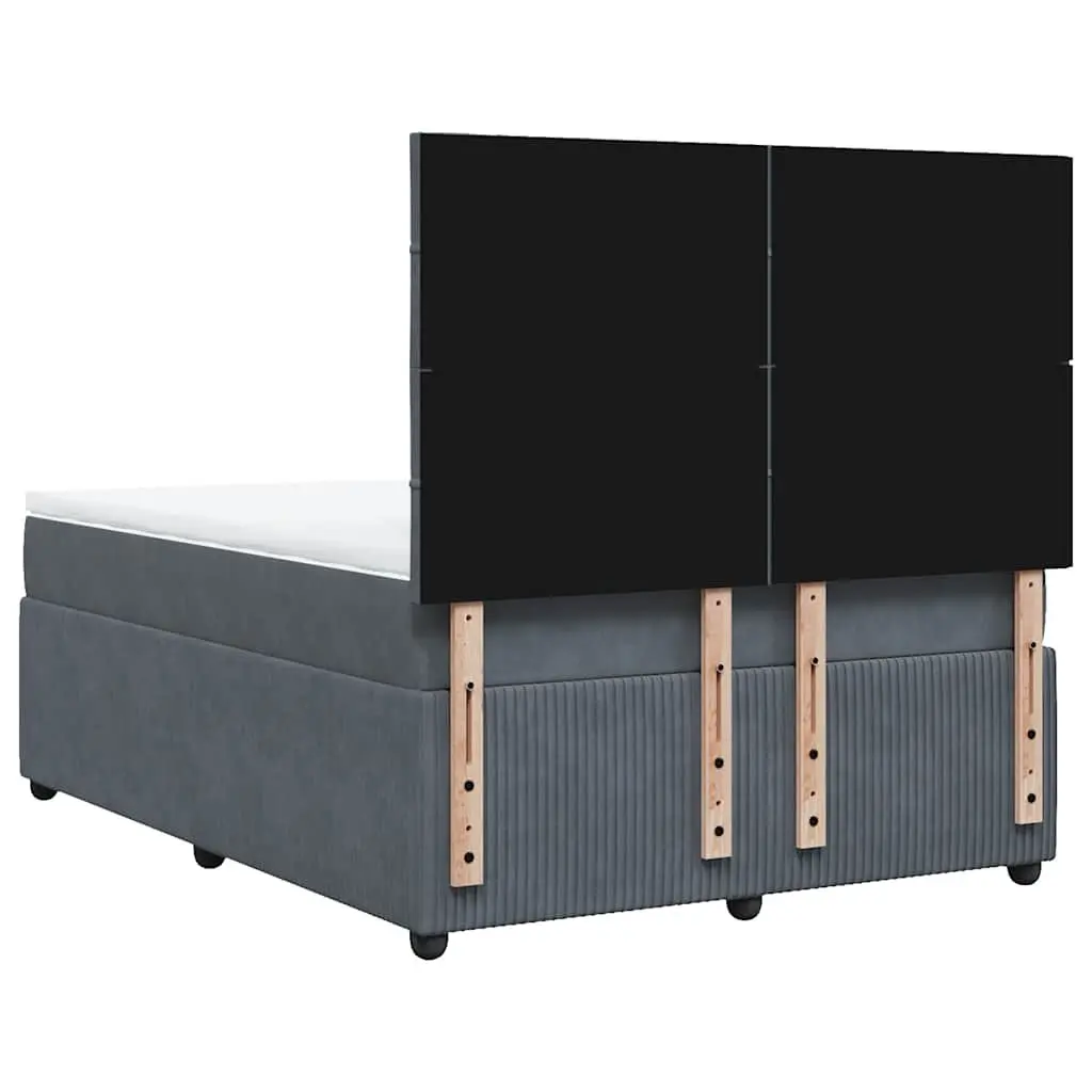 Queen Box Spring Bed with Adjustable Headboard Pocket Sprung Mattress Grey Velvet