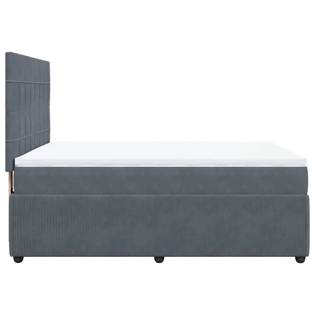 Queen Box Spring Bed with Adjustable Headboard Pocket Sprung Mattress Grey Velvet
