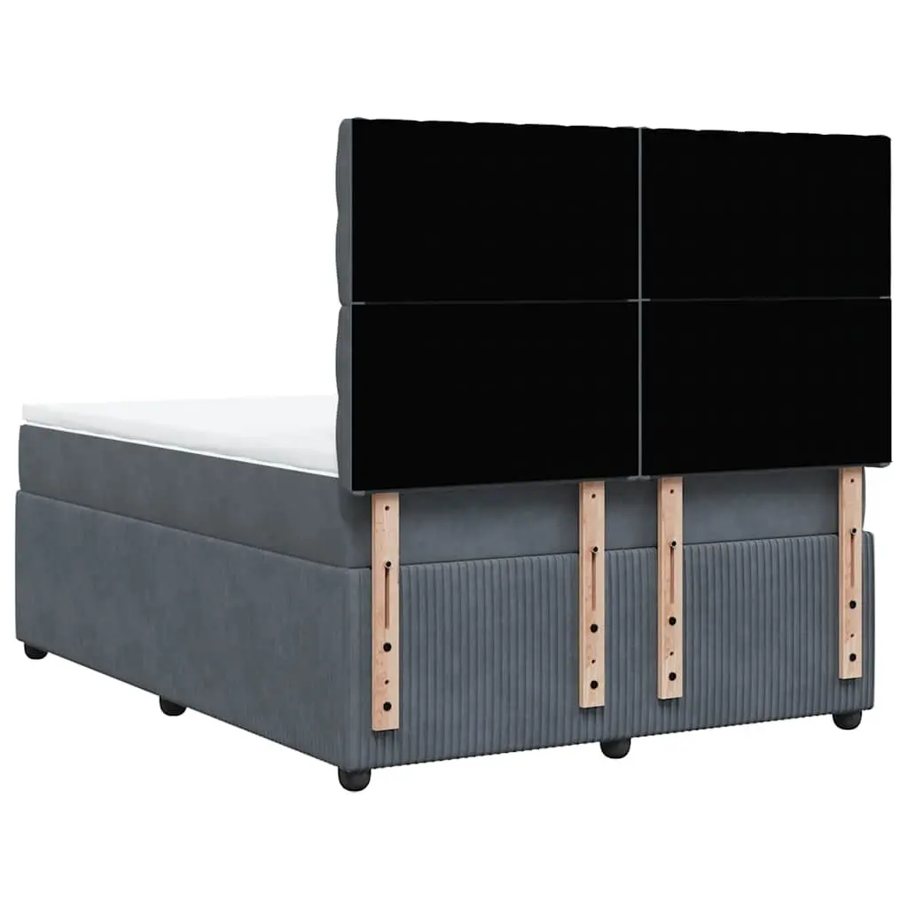 Queen Box Spring Bed with Adjustable Headboard Pocket Spring Mattress Grey Velvet