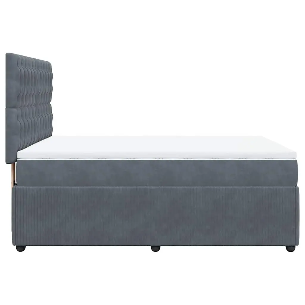 Queen Box Spring Bed with Adjustable Headboard Pocket Spring Mattress Grey Velvet