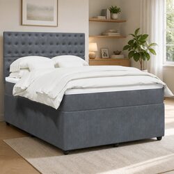 Queen Box Spring Bed with Pocket Spring Mattress in Grey