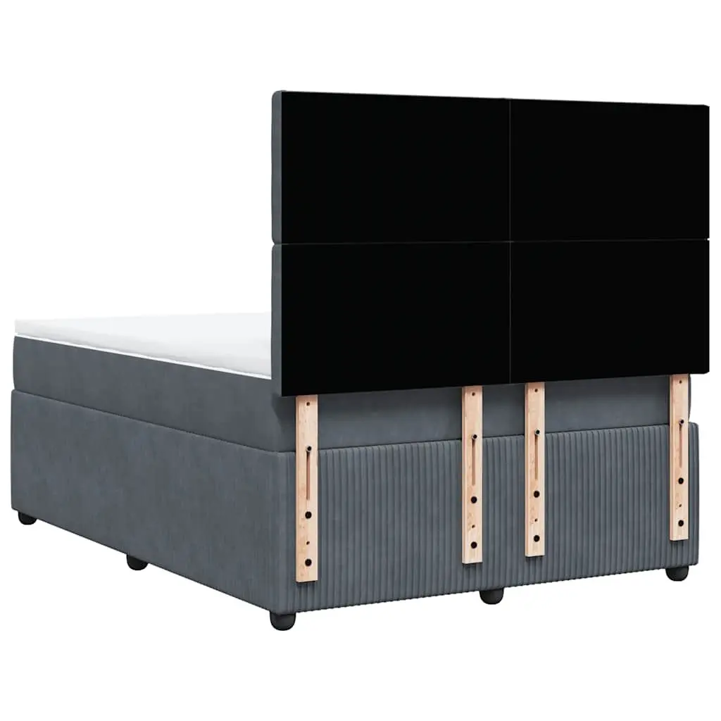 Queen Box Spring Bed with Pocket Spring Mattress Adjustable Headboard Grey