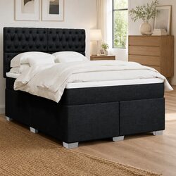 Double Box Spring Bed with Adjustable Headboard and Pocket Spring Mattress