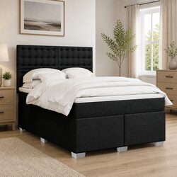 Double Box Spring Bed with Pocket Spring Mattress and LED Lighting