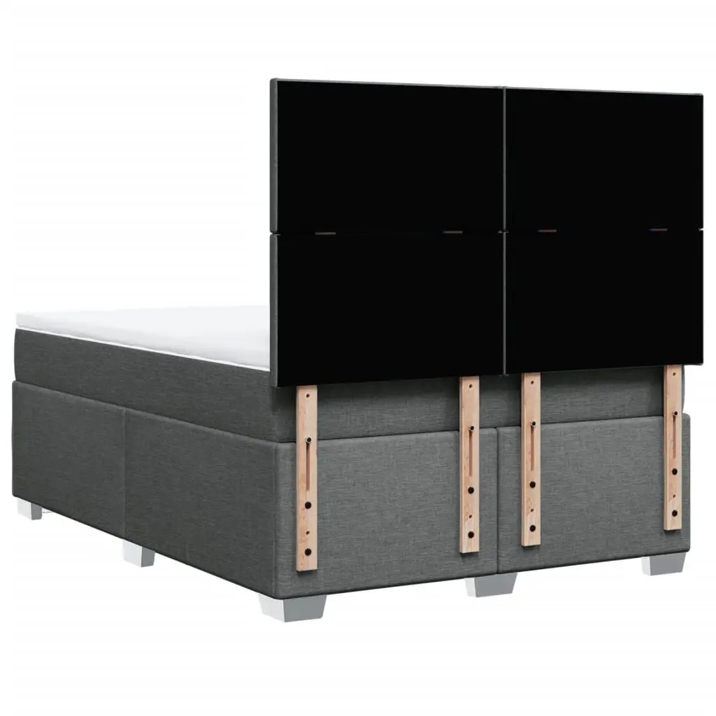 Queen Box Spring Bed with Pocket Mattress Adjustable Headboard LED Lights Grey