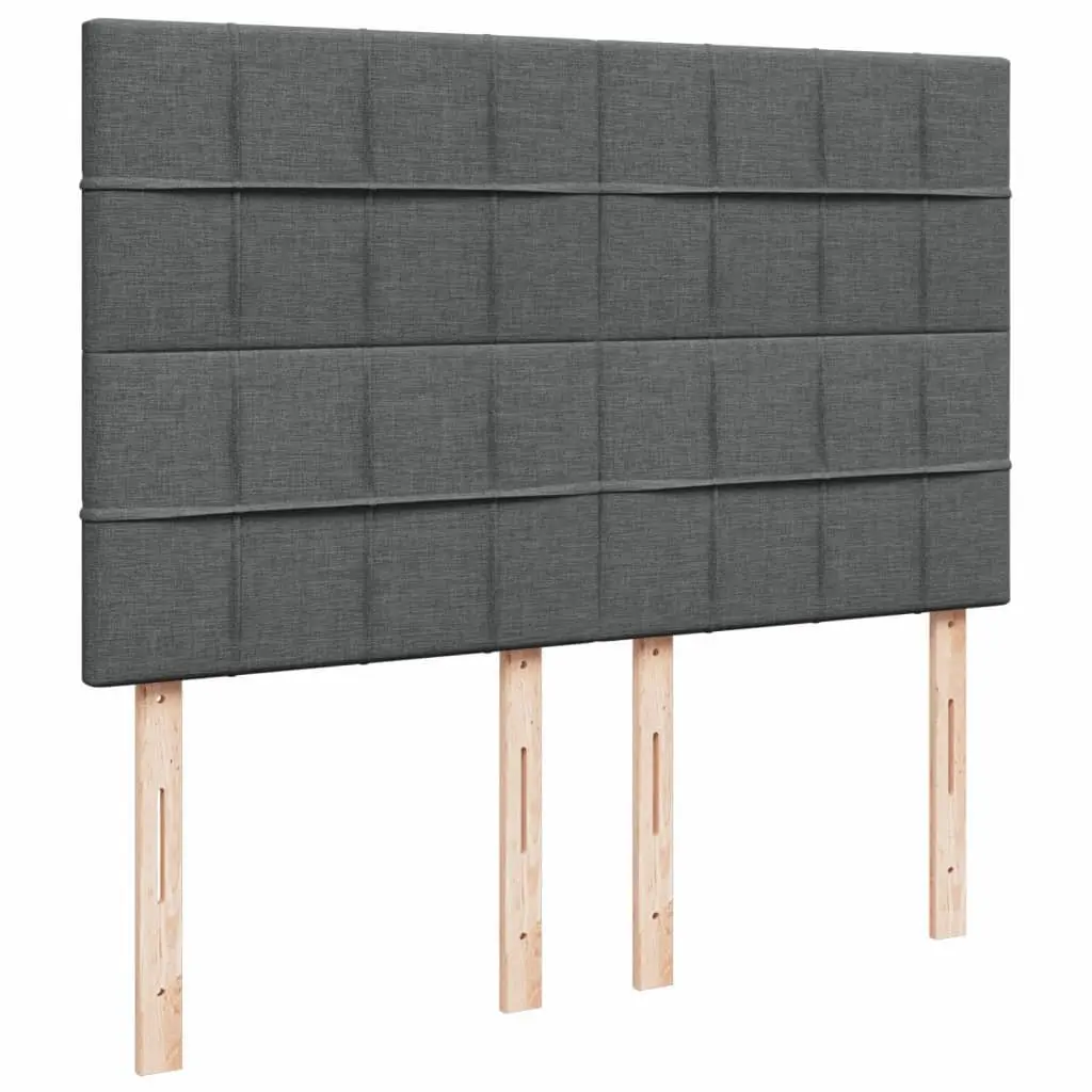 Queen Box Spring Bed with Mattress Comfort Dark Grey Fabric LED Headboard