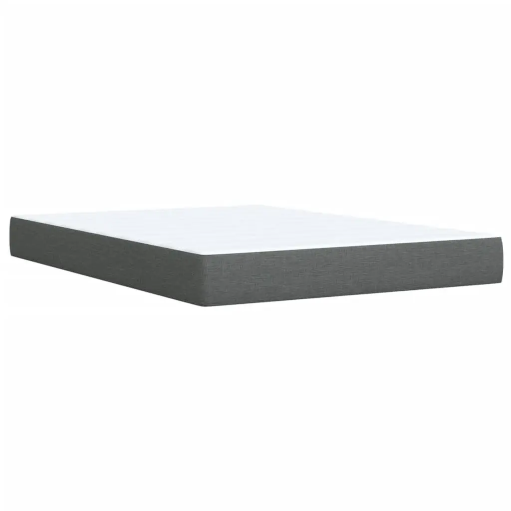 Queen Box Spring Bed with Mattress Comfort Dark Grey Fabric LED Headboard