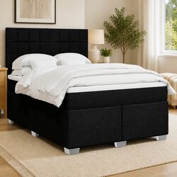 Queen Box Spring Bed with Pocket Spring Mattress and LED Lights