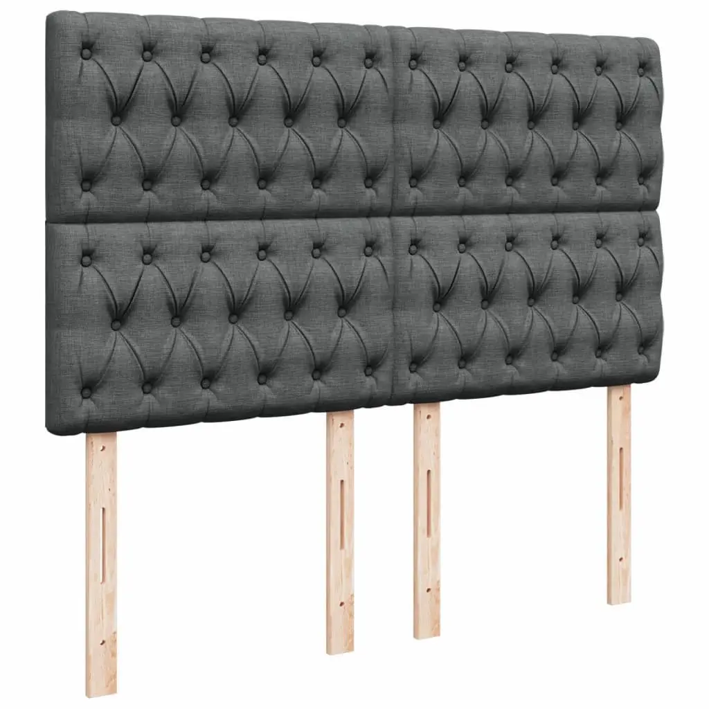 Queen Bed with Adjustable Headboard LED Lights Pocket Spring Mattress Grey