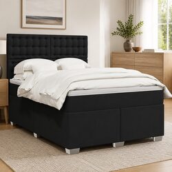 Queen Box Spring Bed with Adjustable Headboard and LED Lighting