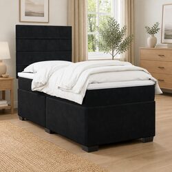 King Single Velvet Bed with Adjustable Headboard and LED Lights