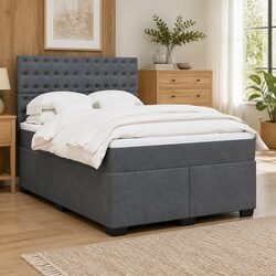 Double Box Spring Bed with Pocket Mattress and LED Lights