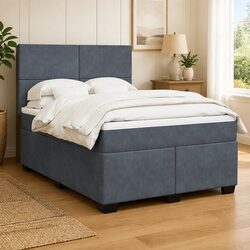 Queen Box Spring Bed with Pocket Spring Mattress and LED Lighting