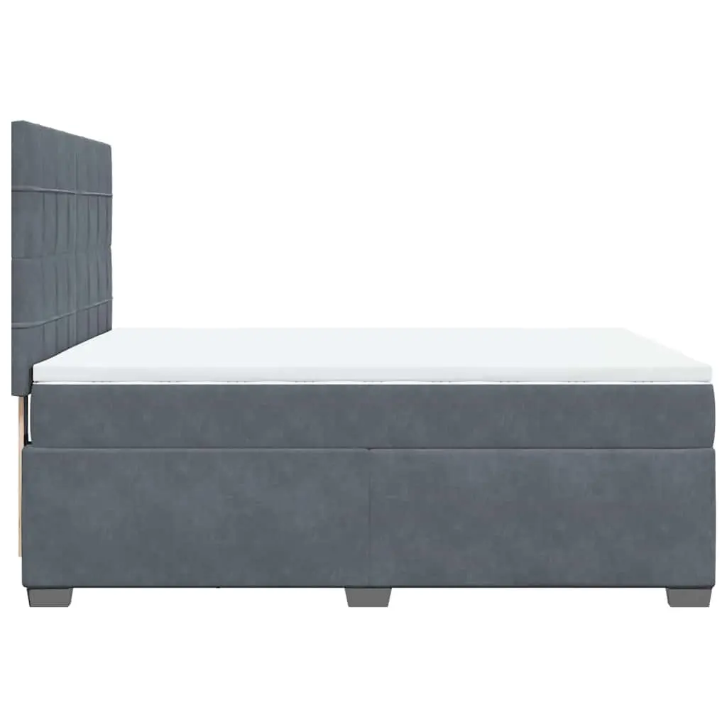 Queen Box Spring Bed with Adjustable Headboard Pocket Spring Mattress Grey
