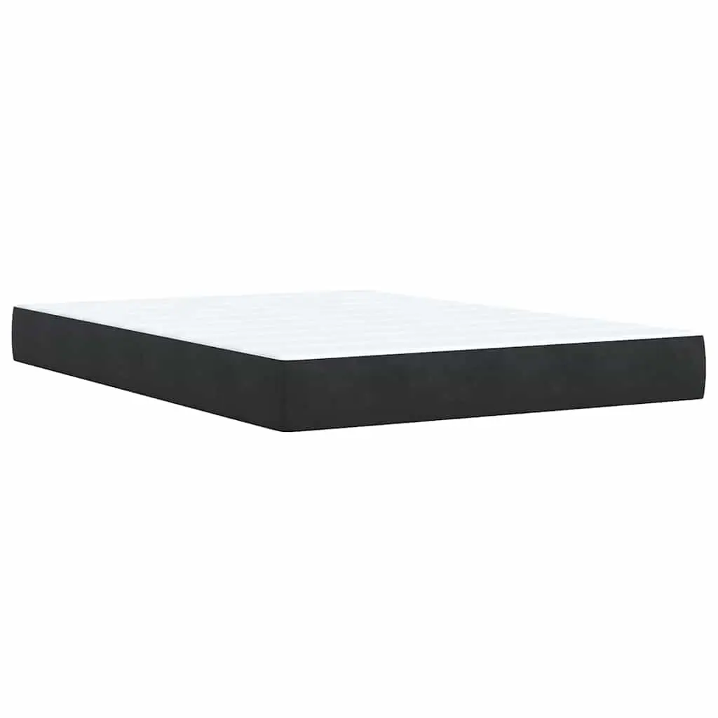 Queen Size Box Spring Bed with Pocket Spring Mattress Adjustable Headboard LED Lights Black