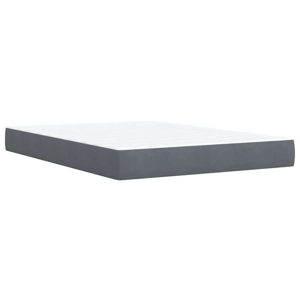 Queen Box Spring Bed with Adjustable LED Lights Velvet Dark Grey