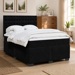 Queen Box Spring Bed with Pocket Spring Mattress and LED Lights