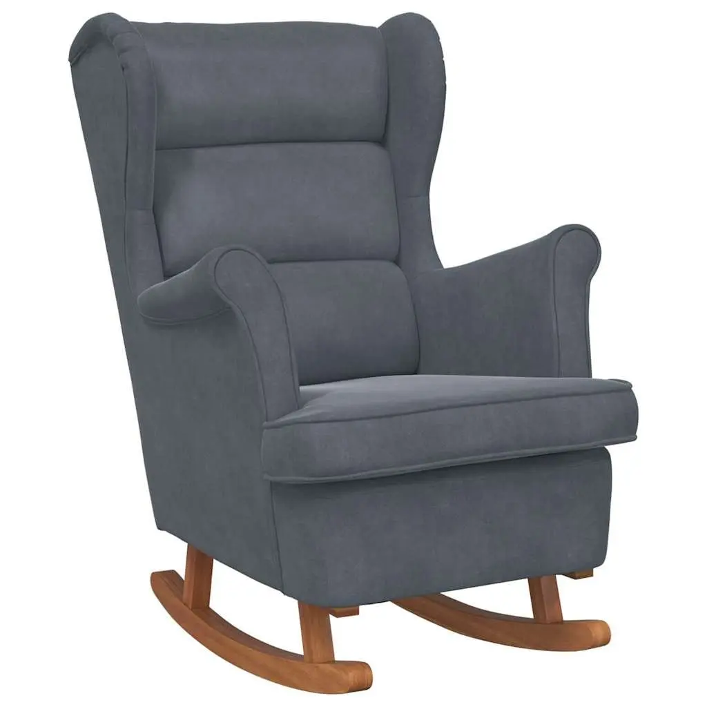 Rocking Chair Wingback Grey Velvet Padded Armchair Living Room Furniture