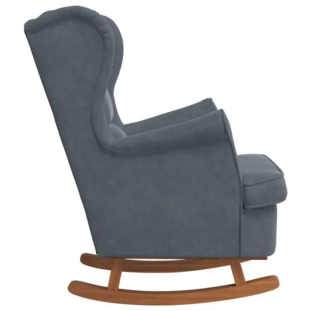 Rocking Chair Wingback Grey Velvet Padded Armchair Living Room Furniture