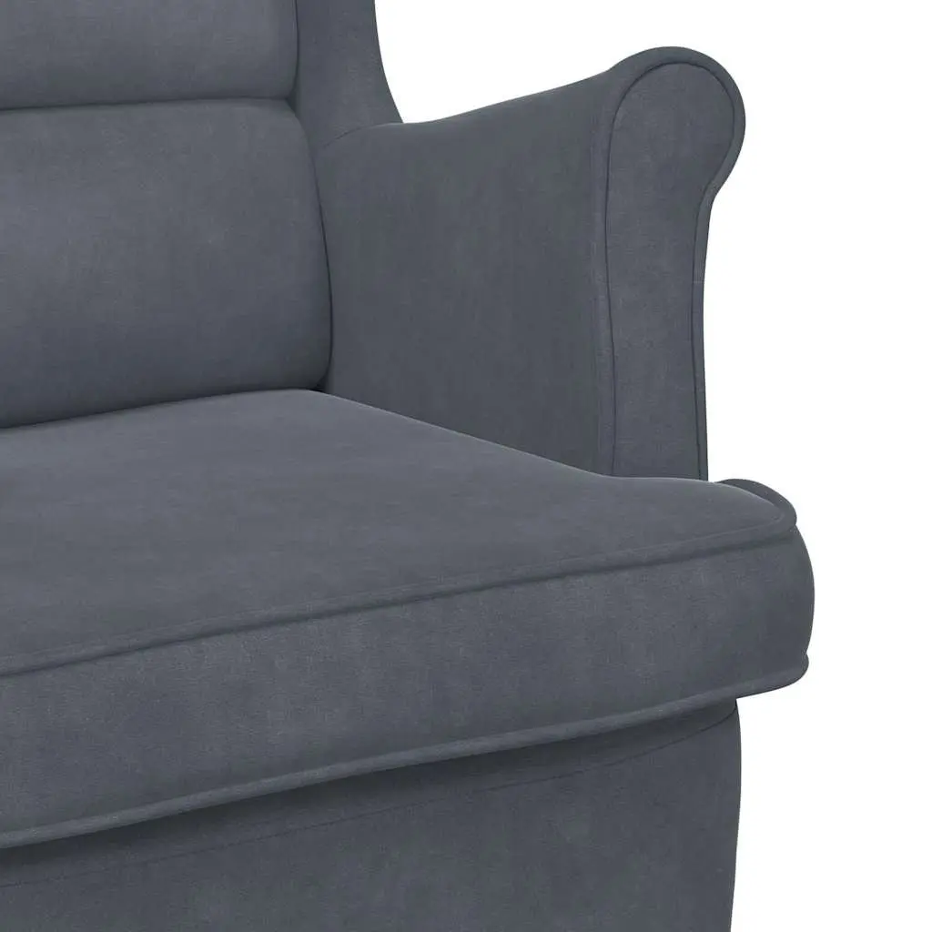 Rocking Chair Wingback Grey Velvet Padded Armchair Living Room Furniture