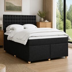 Double Box Spring Bed with Pocket Spring Mattress & LED Headboard