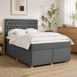 Queen Box Spring Bed with Pocket Spring Mattress and LED Lighting