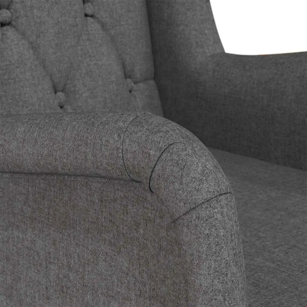 Armchair Padded Foam Seat Rocking Legs Grey Fabric