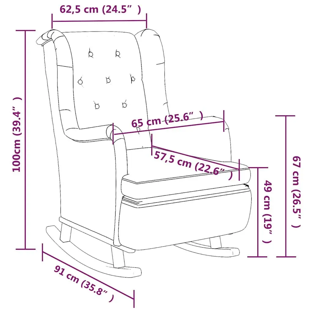 Armchair Padded Foam Seat Rocking Legs Grey Fabric