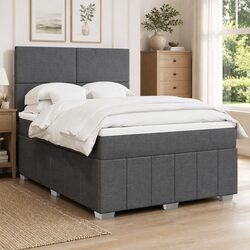 Double Box Spring Bed with Pocket Mattress and Adjustable Headboard