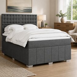 Double Box Spring Bed with Pocket Mattress and LED Lights