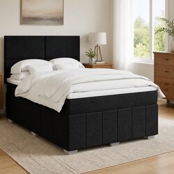 Queen Box Spring Bed with Adjustable Headboard and Pocket Spring Mattress