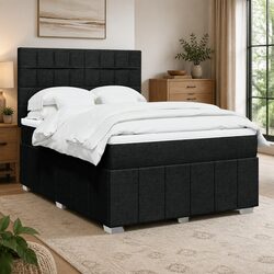 Queen Box Spring Bed with Pocket Mattress and LED Lighting