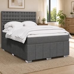 Queen Box Spring Bed with Pocket Spring Mattress and Adjustable Headboard