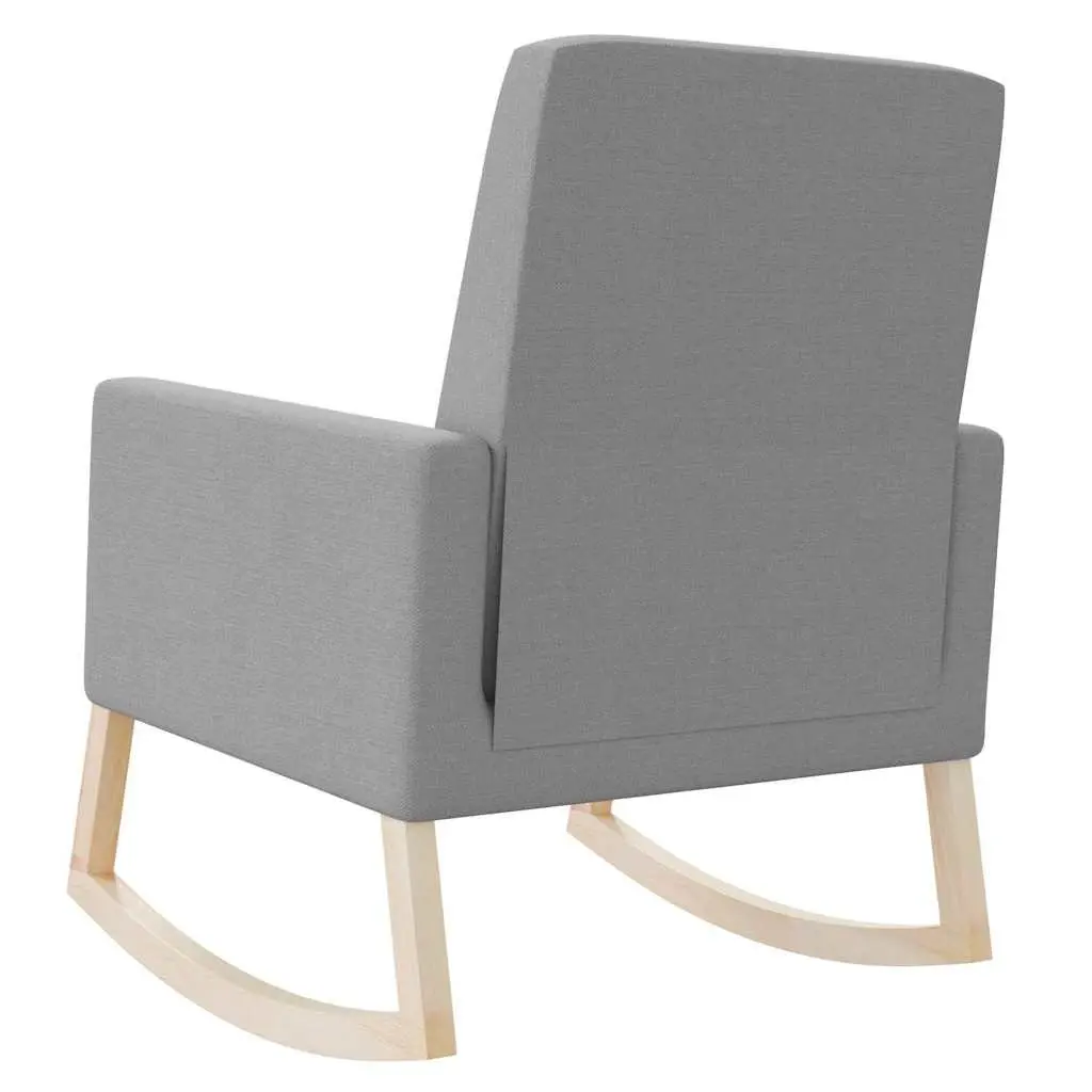Rocking Chair Grey Fabric Upholstered Armchair Wooden Frame Lounge Seat