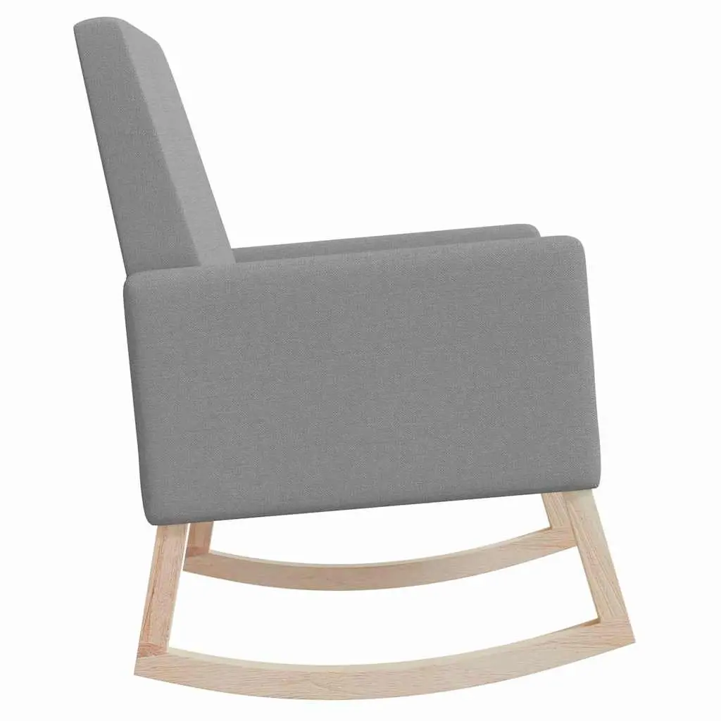 Rocking Chair Grey Fabric Upholstered Armchair Wooden Frame Lounge Seat
