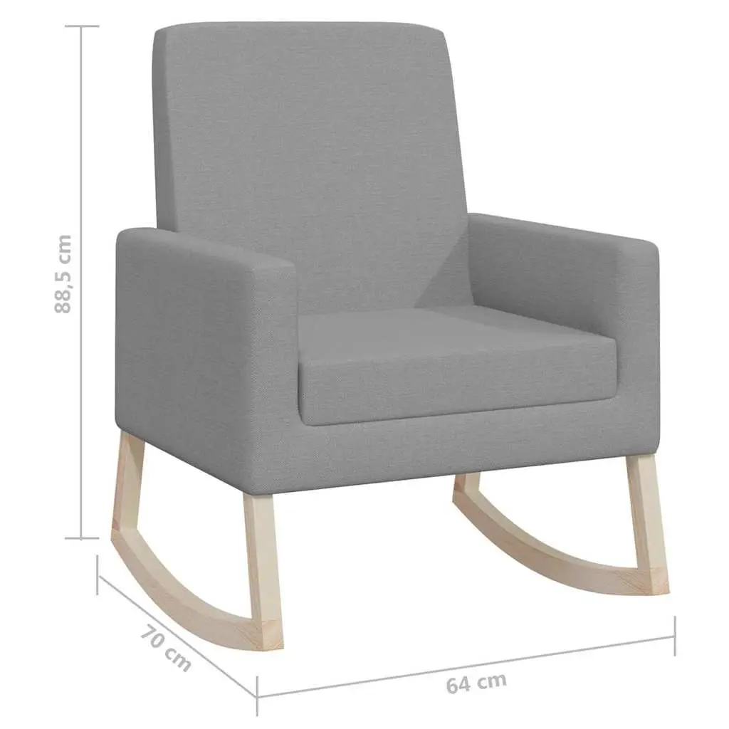 Rocking Chair Grey Fabric Upholstered Armchair Wooden Frame Lounge Seat