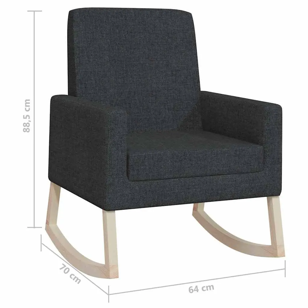 Rocking Chair Black Fabric Upholstered Armrest Living Room Lounge Seating