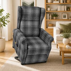Grey Fabric Recliner With Electric Lift and Massage