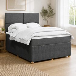 Queen Bed with Pocket Spring Mattress and Grey Fabric Frame